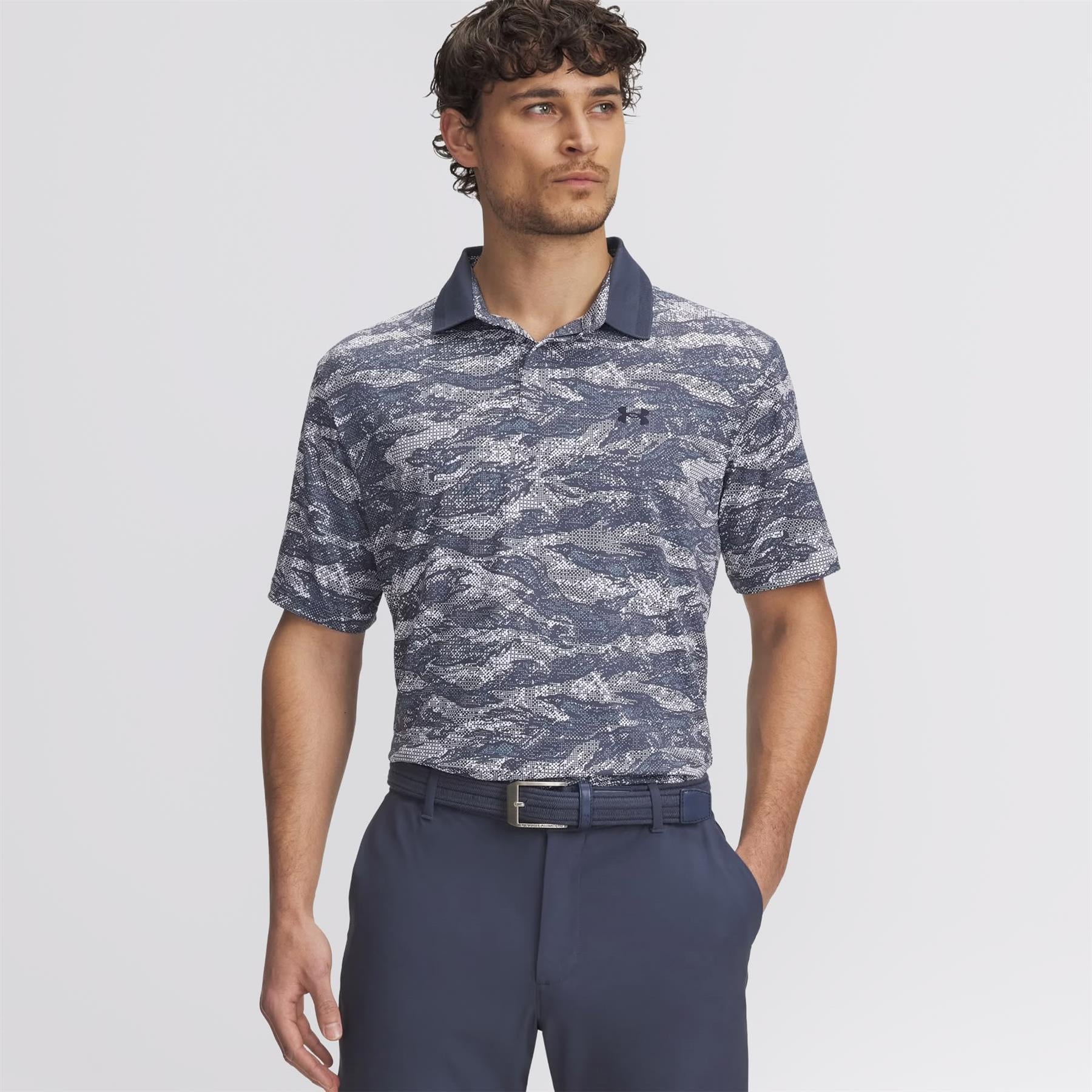 Drive Chill Printed Polo Downpour Grey/White/Navy