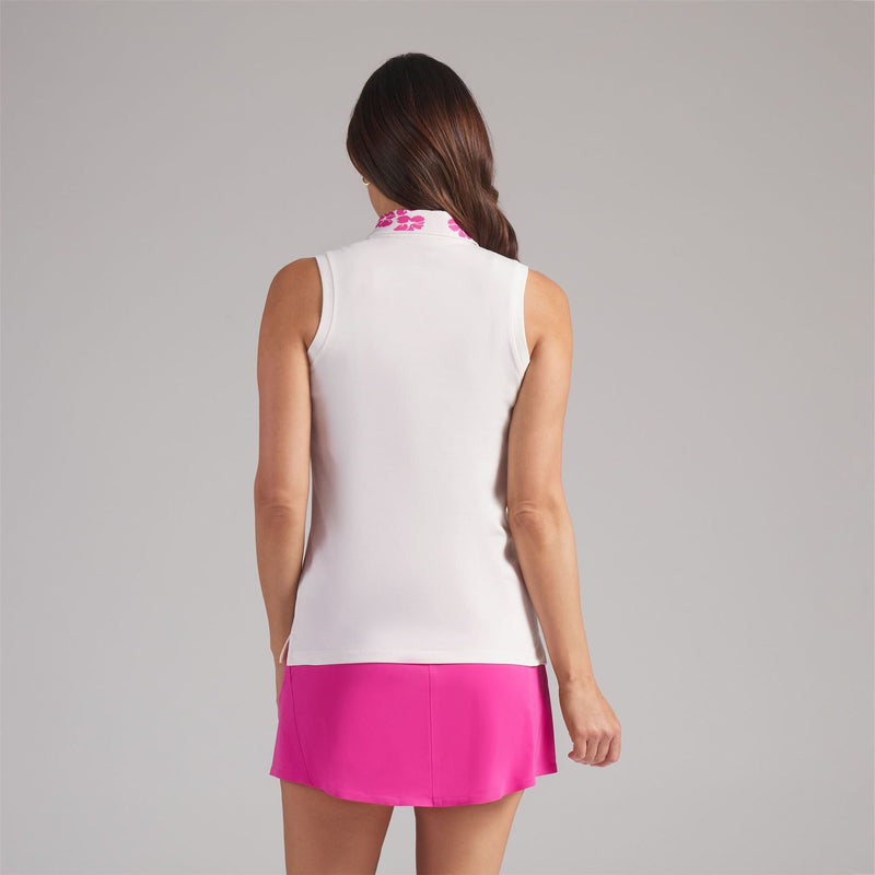 Modalon Floral Rib Sleeveless Polo Shirt