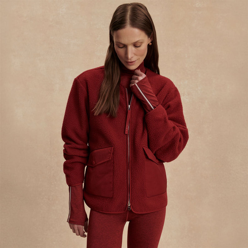 Marina Collarless Fleece Red Dahlia
