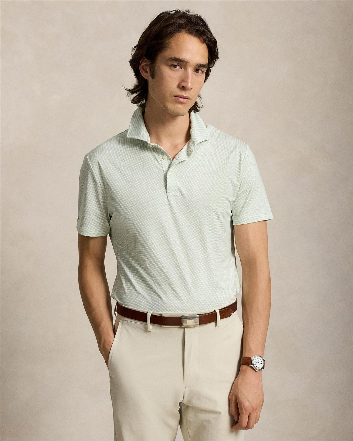 Knit Polo Light Green Fifeshire Geo