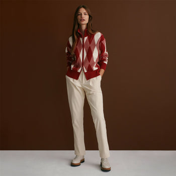 Varley Karina Jacquard Knit Jacket Red Dahlia | TRENDYGOLF UK