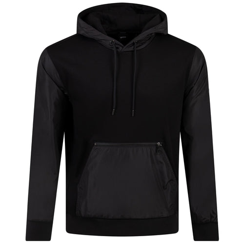 Seeger 141 Baumwolljersey-Hoodie mit regulärer Passform, Schwarz – W23