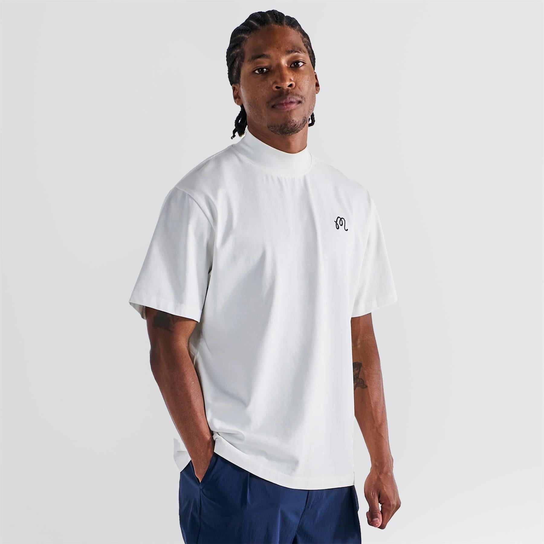 Malbon Golf Shirt - Mock Neck Polo ホワイト Malbon Golf Mare Mockneck T-Shirt White | TRENDYGOLF UK