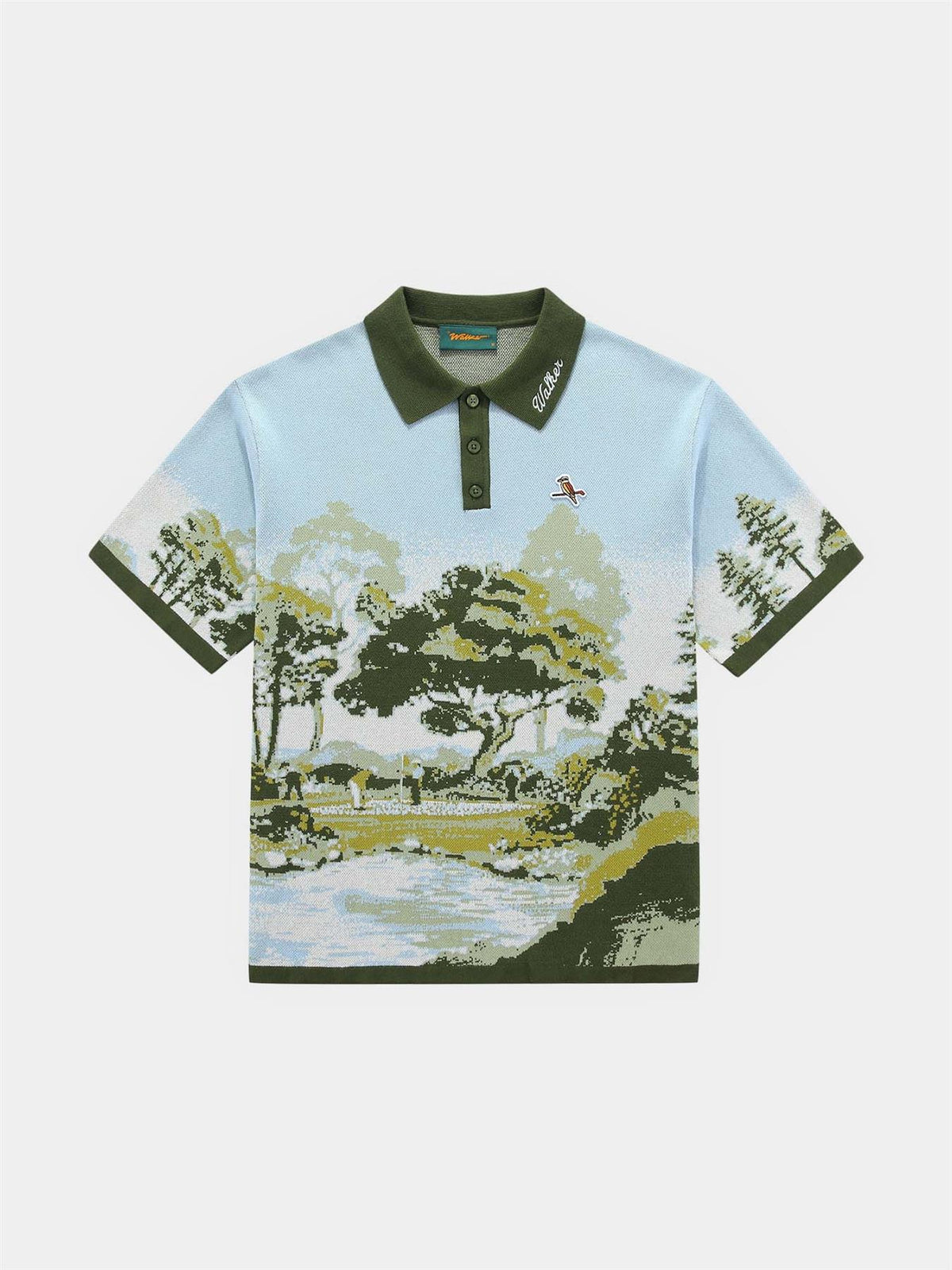 Blooming Grounds Knit Polo Garden Sky