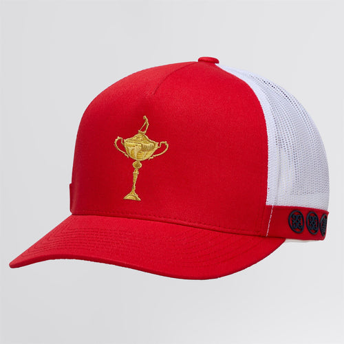 Limited Edition Ryder Cup 2025 Trophy Trucker Cap Poppy/Snow