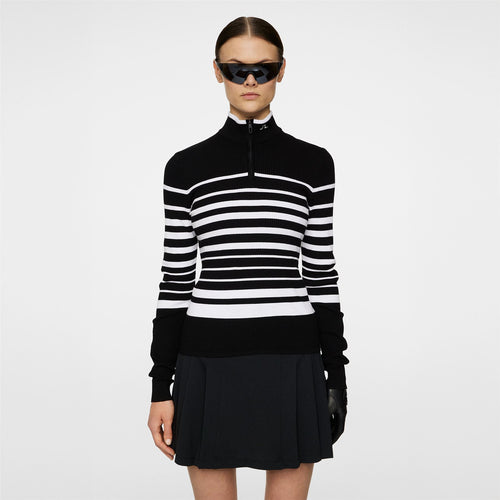 Cheryl Knitted Quarter Zip Sweater Black