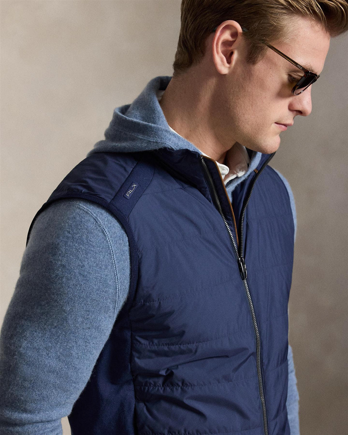 Hybrid Full Zip Vest Refined Navy