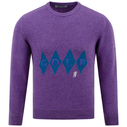 Unisex Heritage Diamond Intarsia Knit Purple Moon/Lagoon - SS23