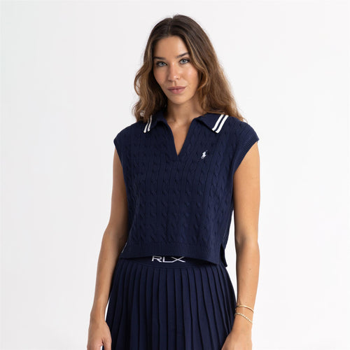 RLX SL Cotton Blend Sweater Polo Refined Navy/White Splash