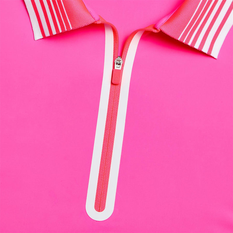 Silky Tech LS Quarter Zip Polo Knockout Pink
