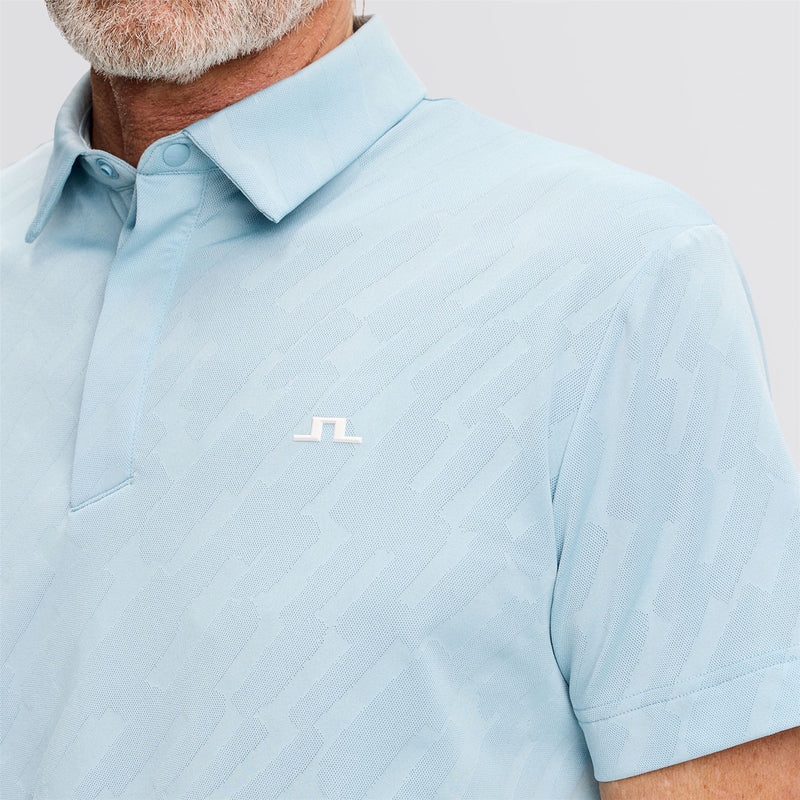 Wilhelm Mesh Jacquard Polo Forget-Me-Not