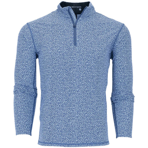 Lake Trout Printed Tate Quarter Zip Mid Layer Delphinium - AW24