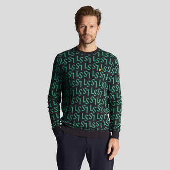 Monogram Knitted Crew Neck Dark Navy