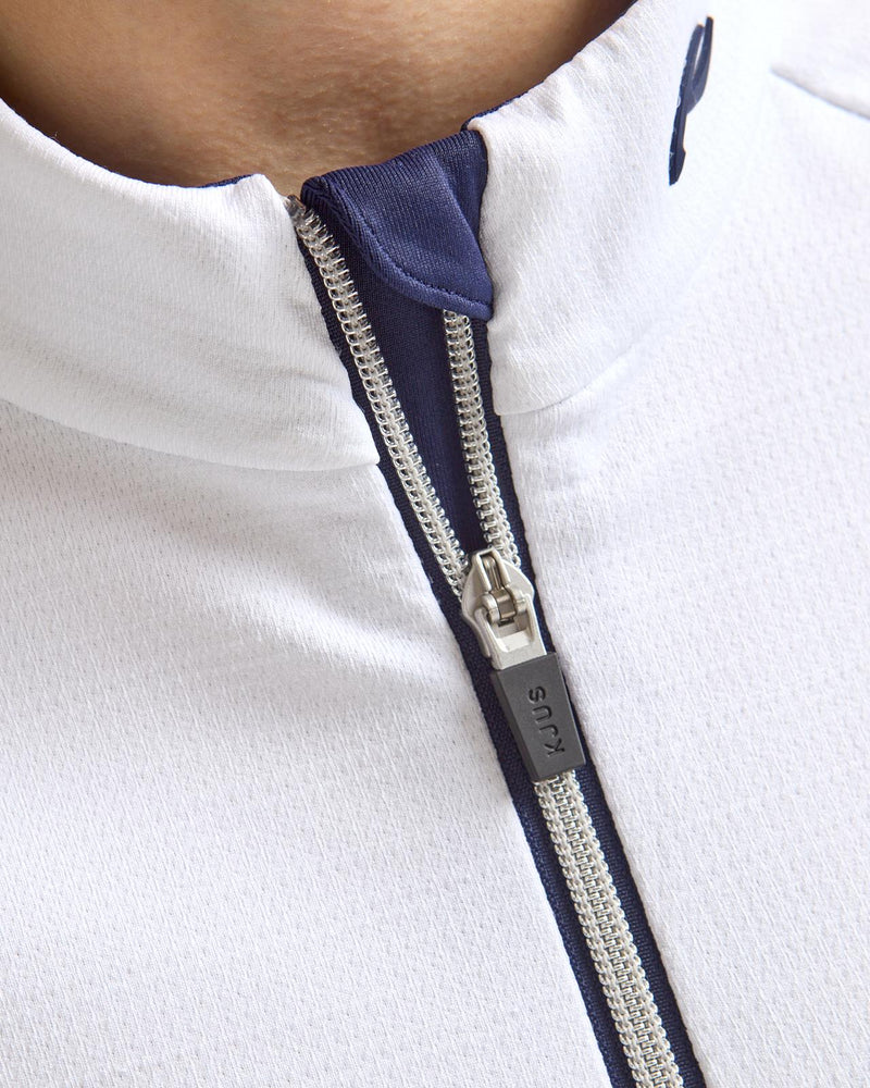 Emelia Half Zip Mid Layer Jacket White/Atlanta Blue
