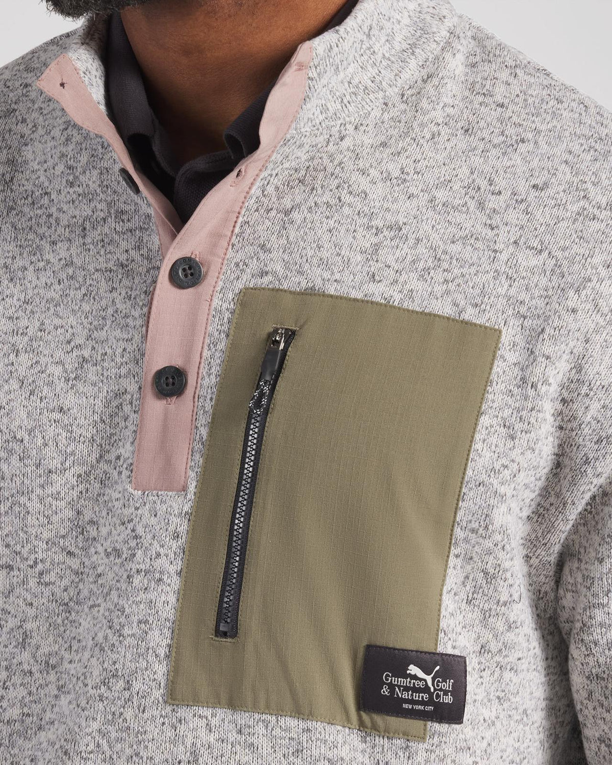 x GGNC Quarter Zip Warm White Heather