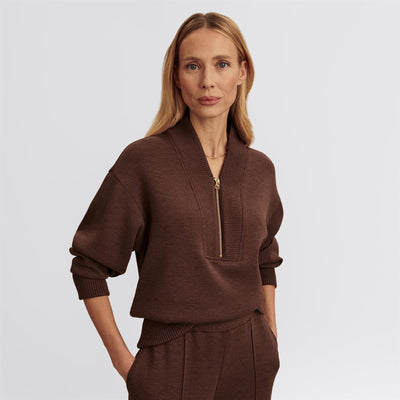 Sally Half Zip Sweater Coffee Bean Marl