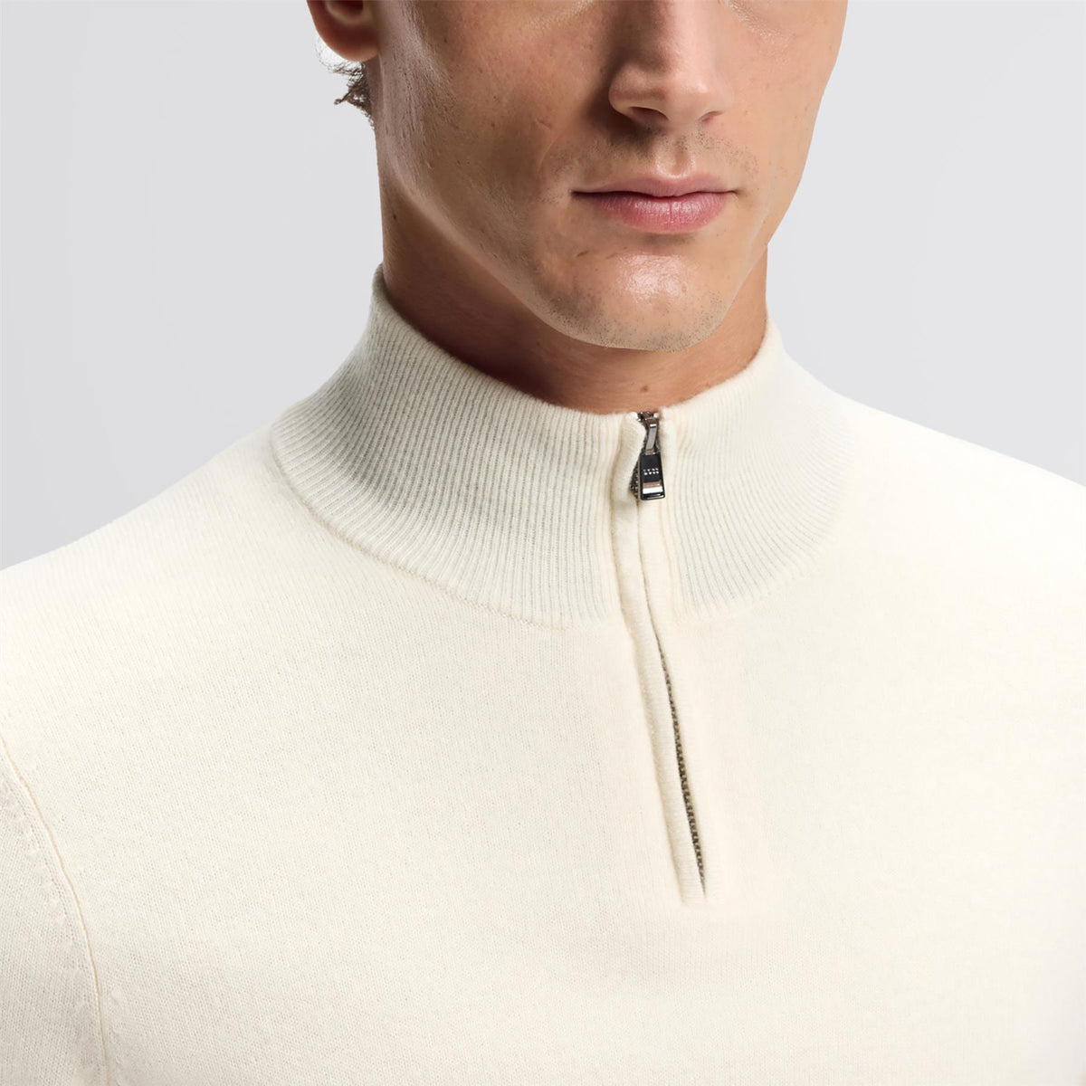 H-Hemarlo Wool Quarter Zip Open White