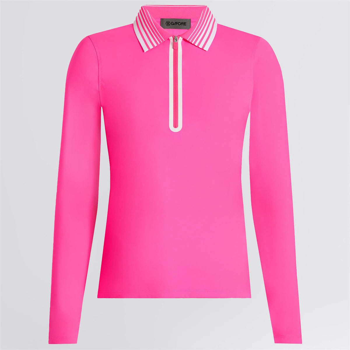 Silky Tech LS Quarter Zip Polo Knockout Pink