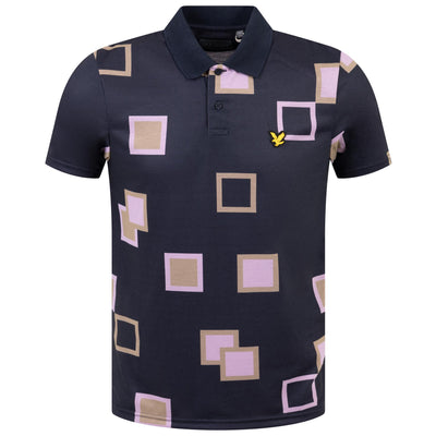 Poloshirt mit quadratischem Print, Dunkelmarineblau – AW23