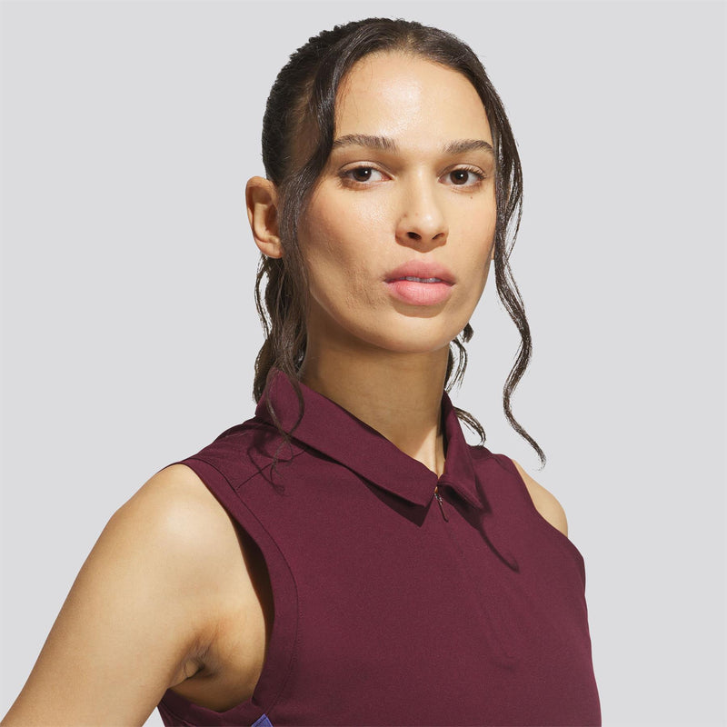 Beyond The Course Crop Twistknit Polo Shirt Maroon