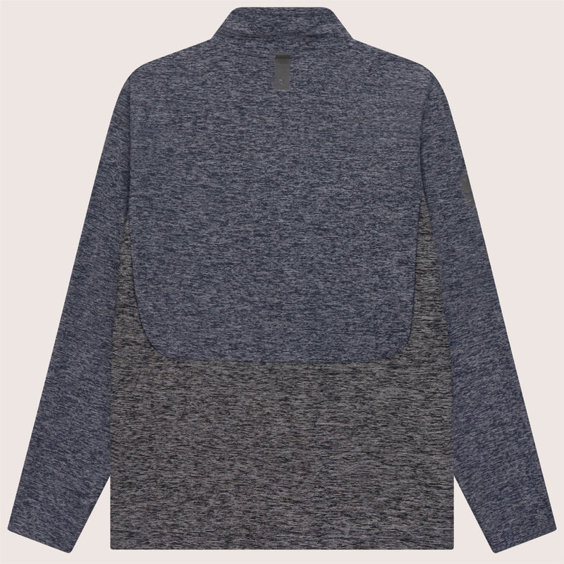 Panelled Mesh Quarter Zip Mid Layer Navy