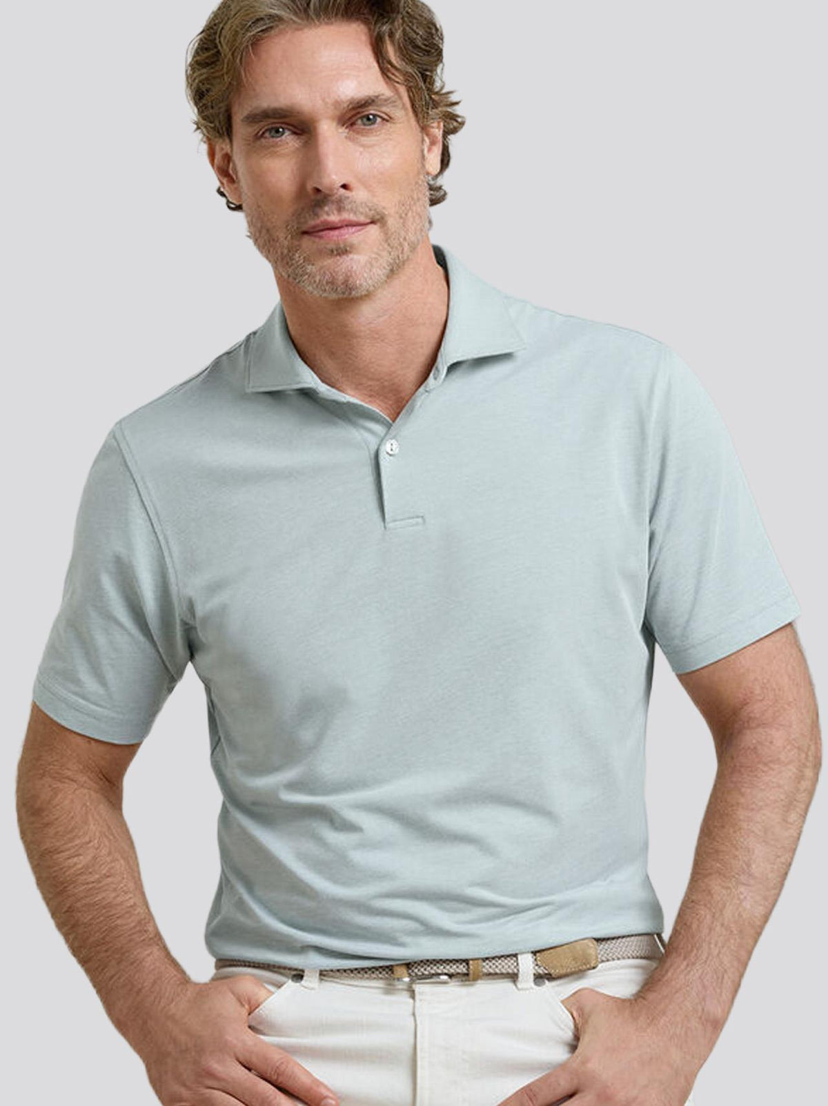 Albatross Cotton-Blend Pique Polo Light Willow