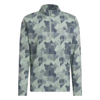 Go-To Printed Quarter Zip Mid Layer Silver Green