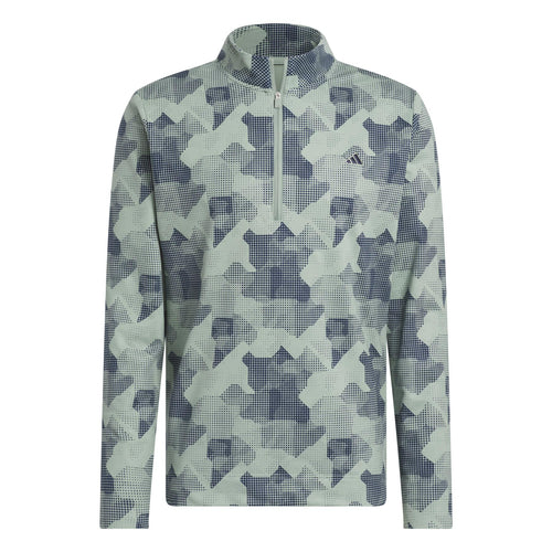 Go-To Printed Quarter Zip Mid Layer Silver Green - SS25