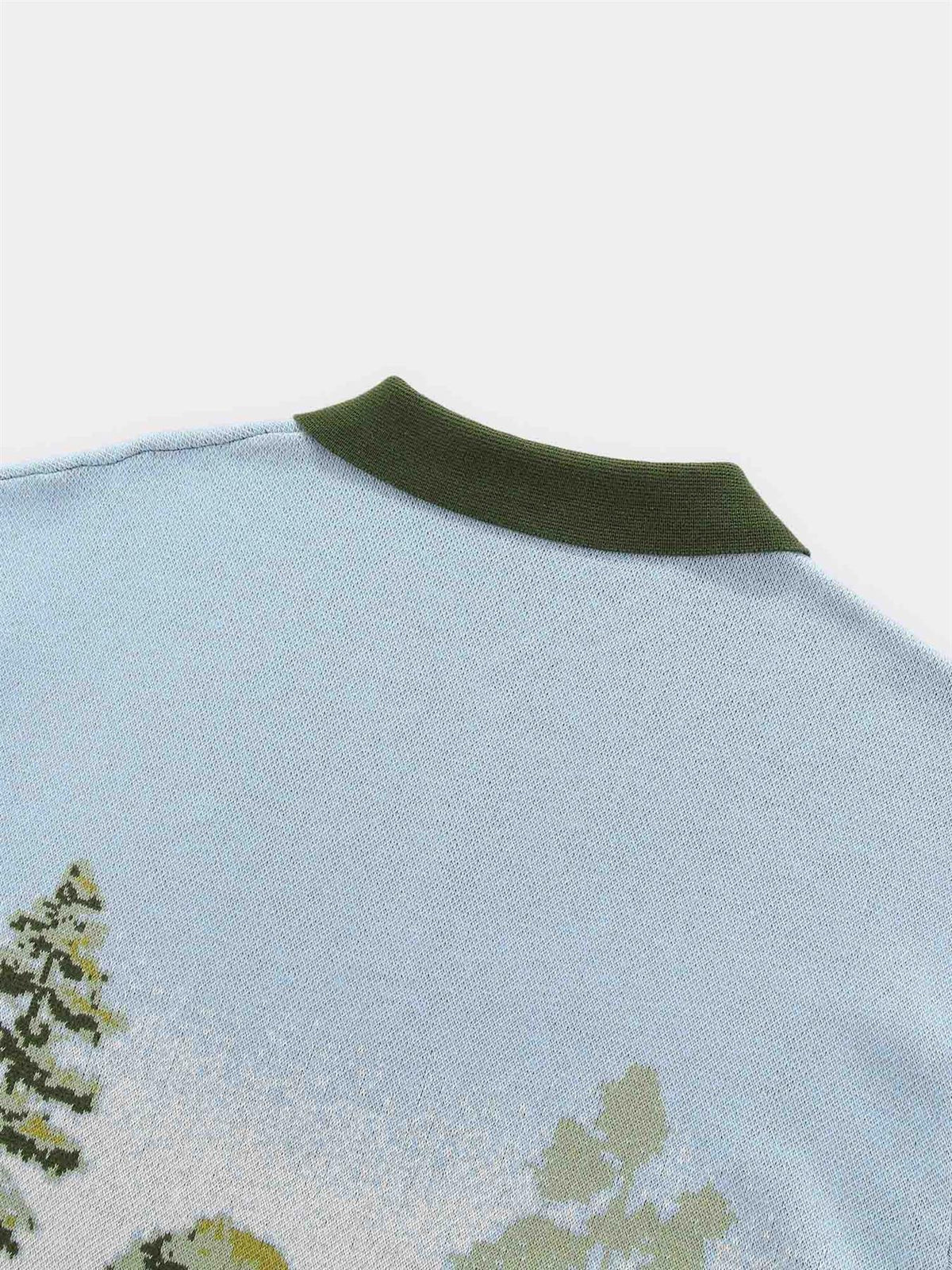 Blooming Grounds Knit Polo Garden Sky