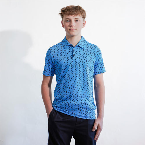 Boys Climacool Ultimate365 Printed Mesh Polo Lucid Ray Blue