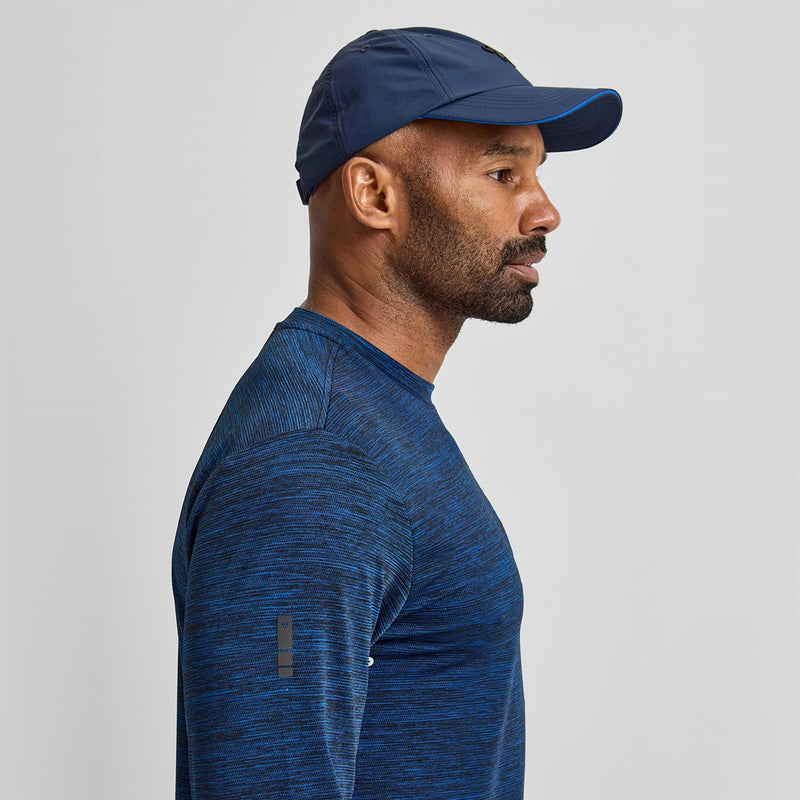 Long Sleeve Mesh Textured T-Shirt Navy