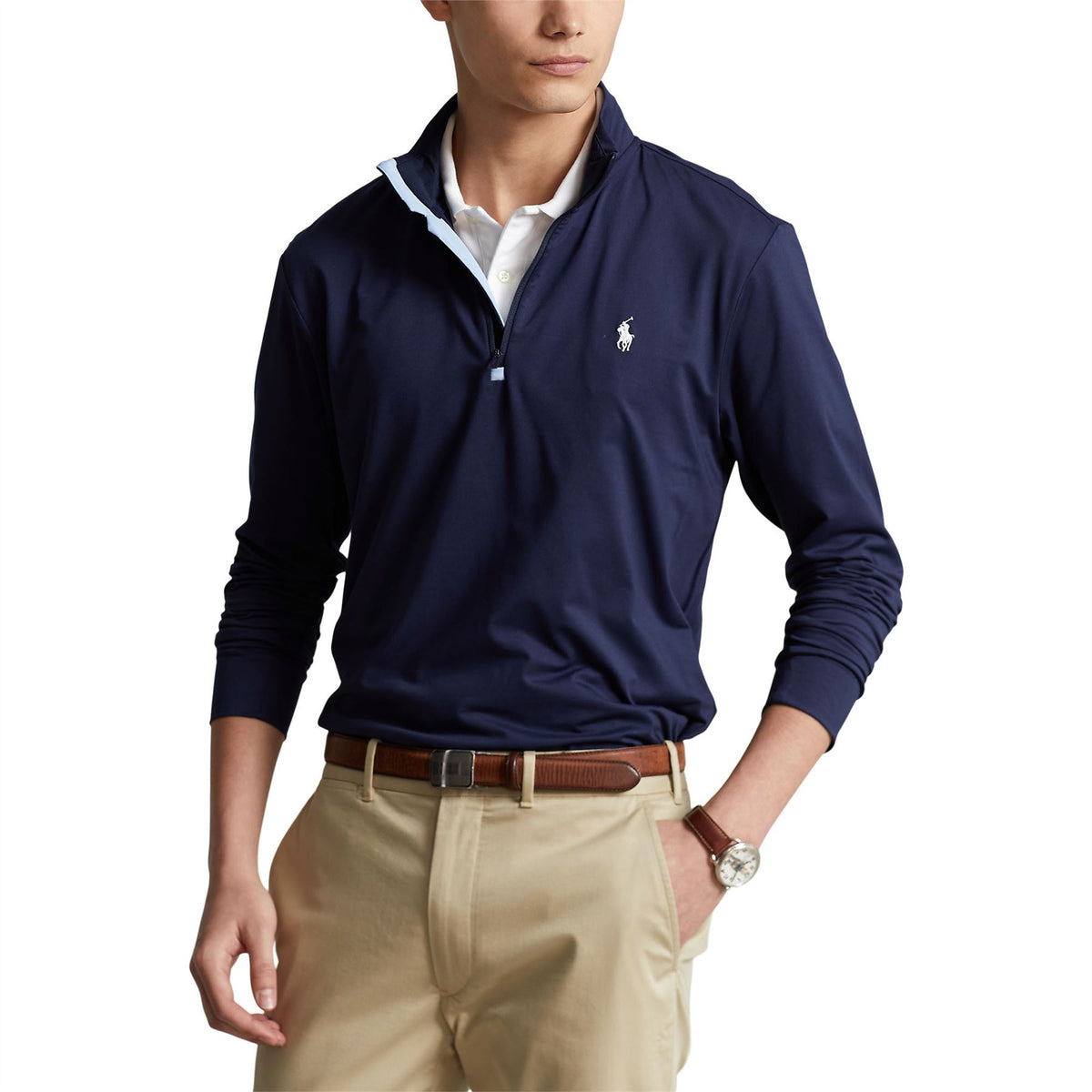 Polo Golf Stretch Jersey Quarter Zip Mid Layer French Navy - 2024 ...