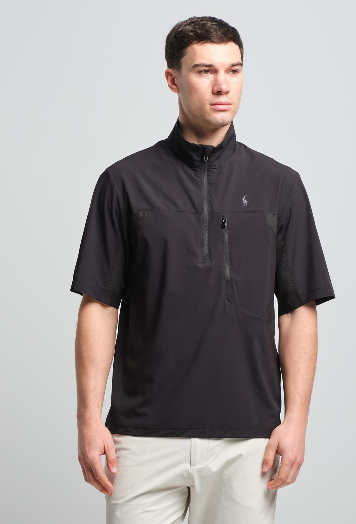 RLX Packable SS Half Zip Pullover Jacket Polo Black