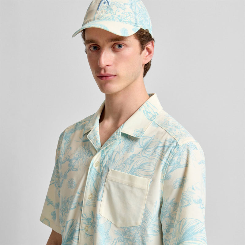 Short Sleeve Shirt Blue Botanical