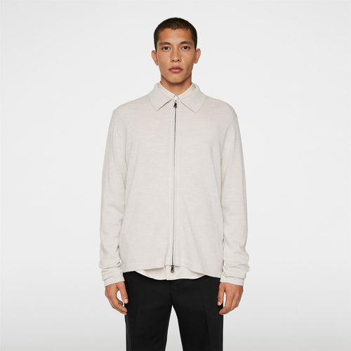 Kaleb Merino Full Zip Cardigan Moonbeam Melange