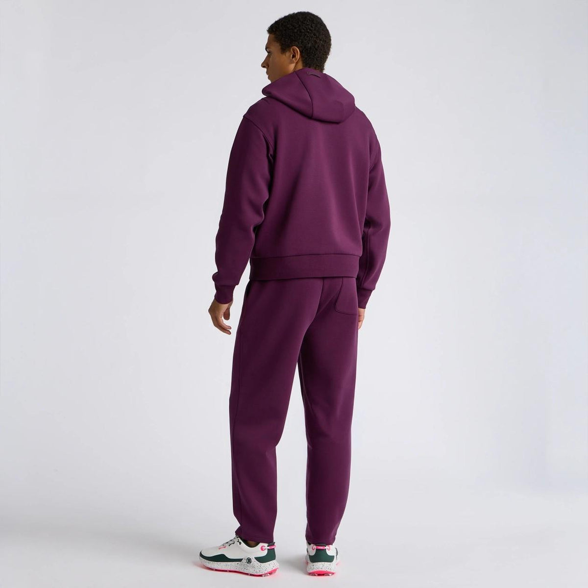 Cotton Blend Scuba Hoodie Dark Plum