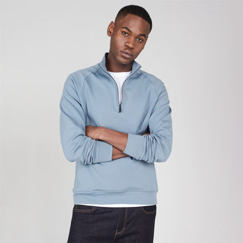 Premium Essentials Zip Neck Sweat Blue
