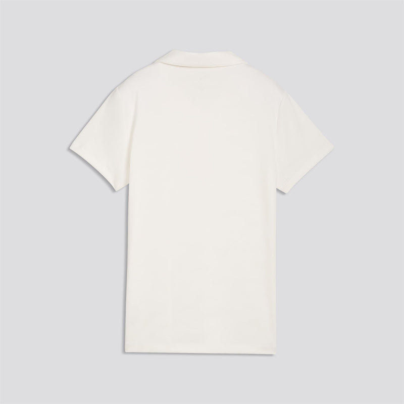 Floral Lace Jacquard Polo Shirt Warm White