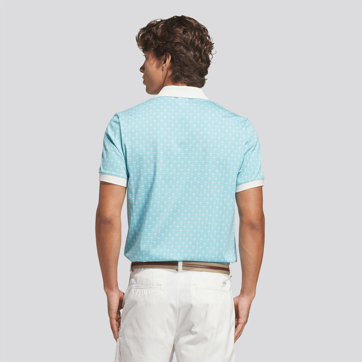 Originals All Over Trefoil Polo Chalk White/Light Aqua