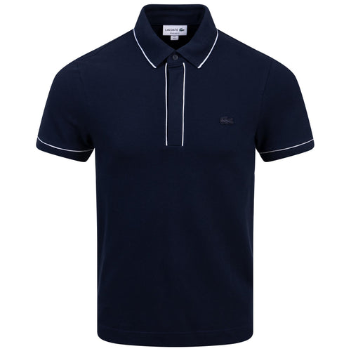 Smart Paris Stretch-Baumwoll-Poloshirt mit Kontrastbesatz, Mitternachtsblau – SS24
