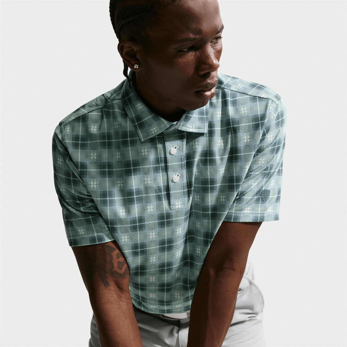 Dri-FIT Tailored Tartan OLC Polo Barely Green/Mineral Slate