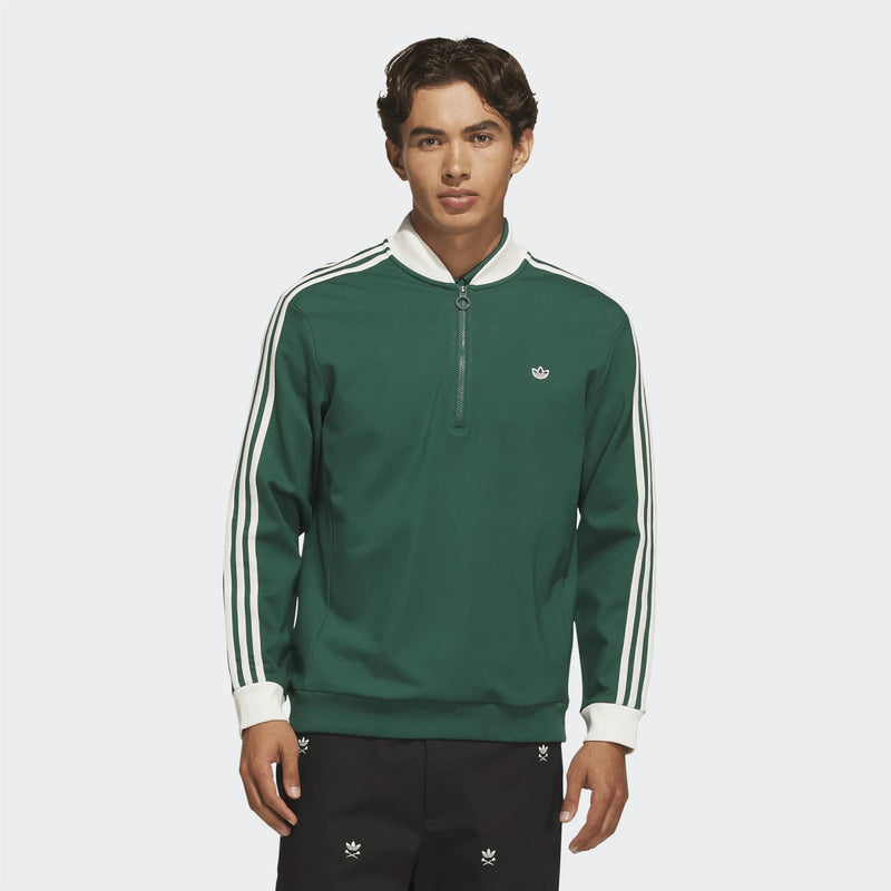 Originals 3-Stripe Quarter Zip Collegiate Green
