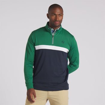 Pure Colourblock Quarter Zip Mid Layer Vine/Navy