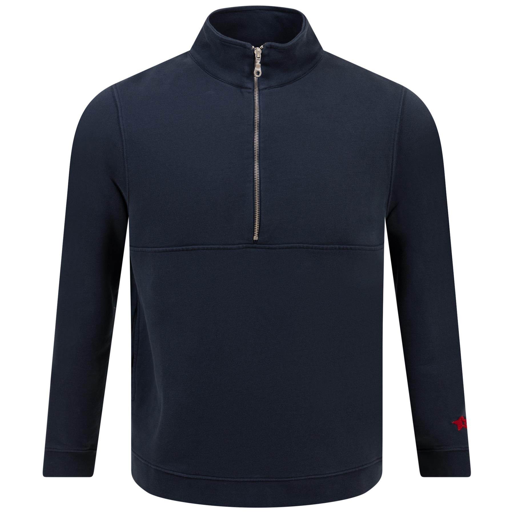 Half Zip Cotton Sweat Mid Layer Deep Navy