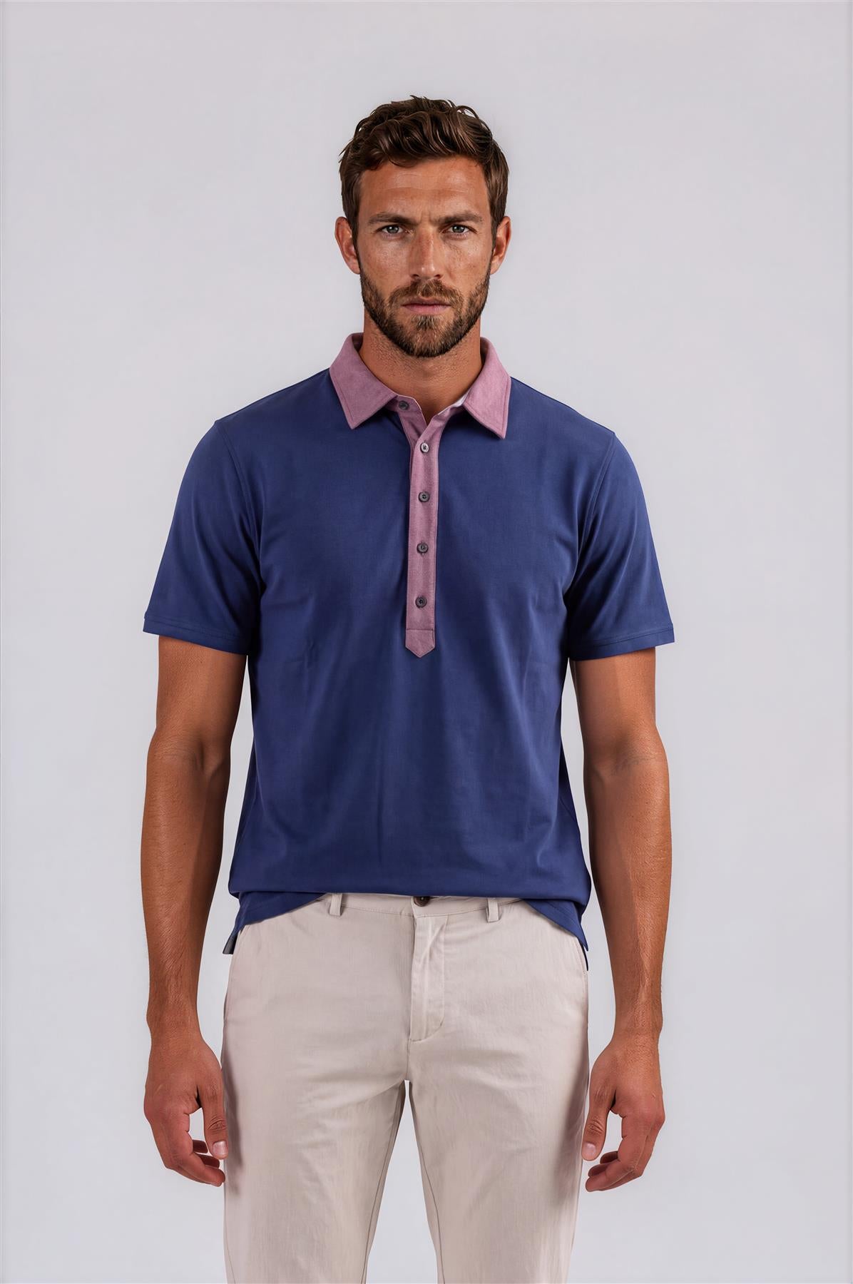 Ford 5 Button Polo Navy/Red Line