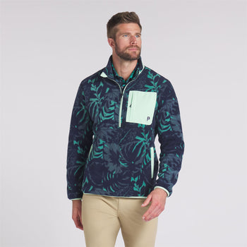 x PTC Half Zip Palm Fleece Deep Navy/Sparkling Green