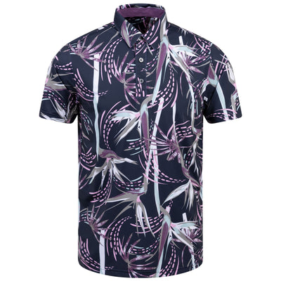 MATTR Birds Of Paradise Printed Polo Navy/Berry - SS24