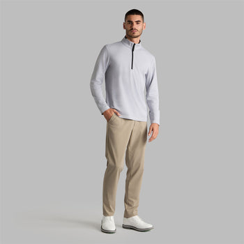 Brushed Back Tech Quarter Zip Mid Layer Light Grey Melange