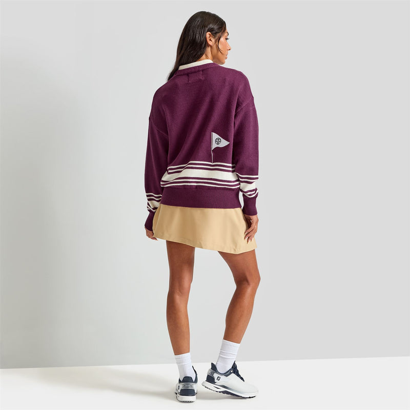 Sophie Cardigan Stripe Burgundy