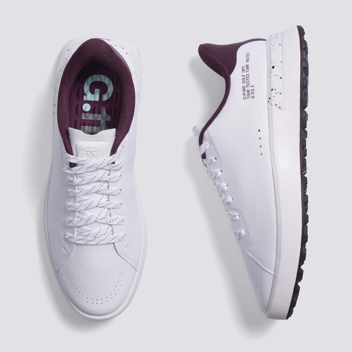 G.112 Spikeless Golf Shoes Snow/Dark Plum